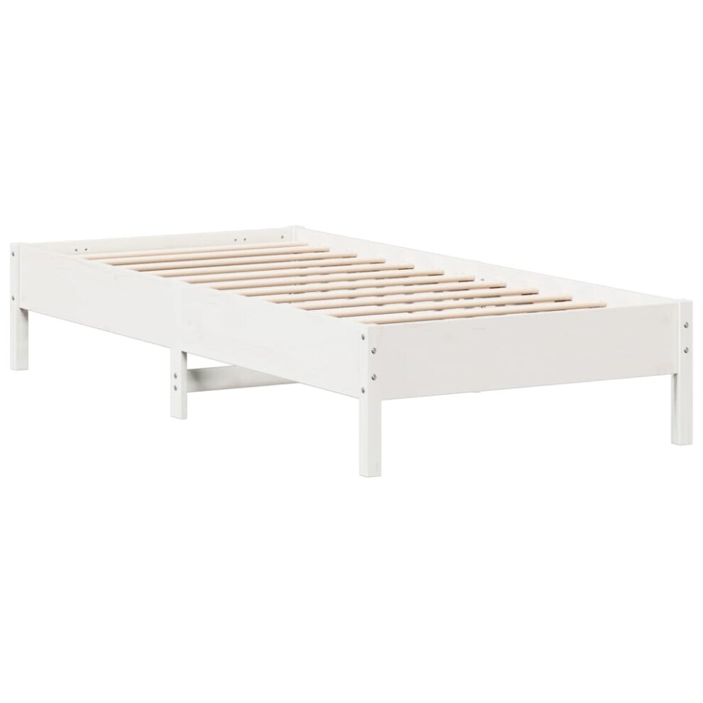 vidaXL Bed Frame Bed Base Mattress Foundation White 100x200 cm Solid Wood Pine