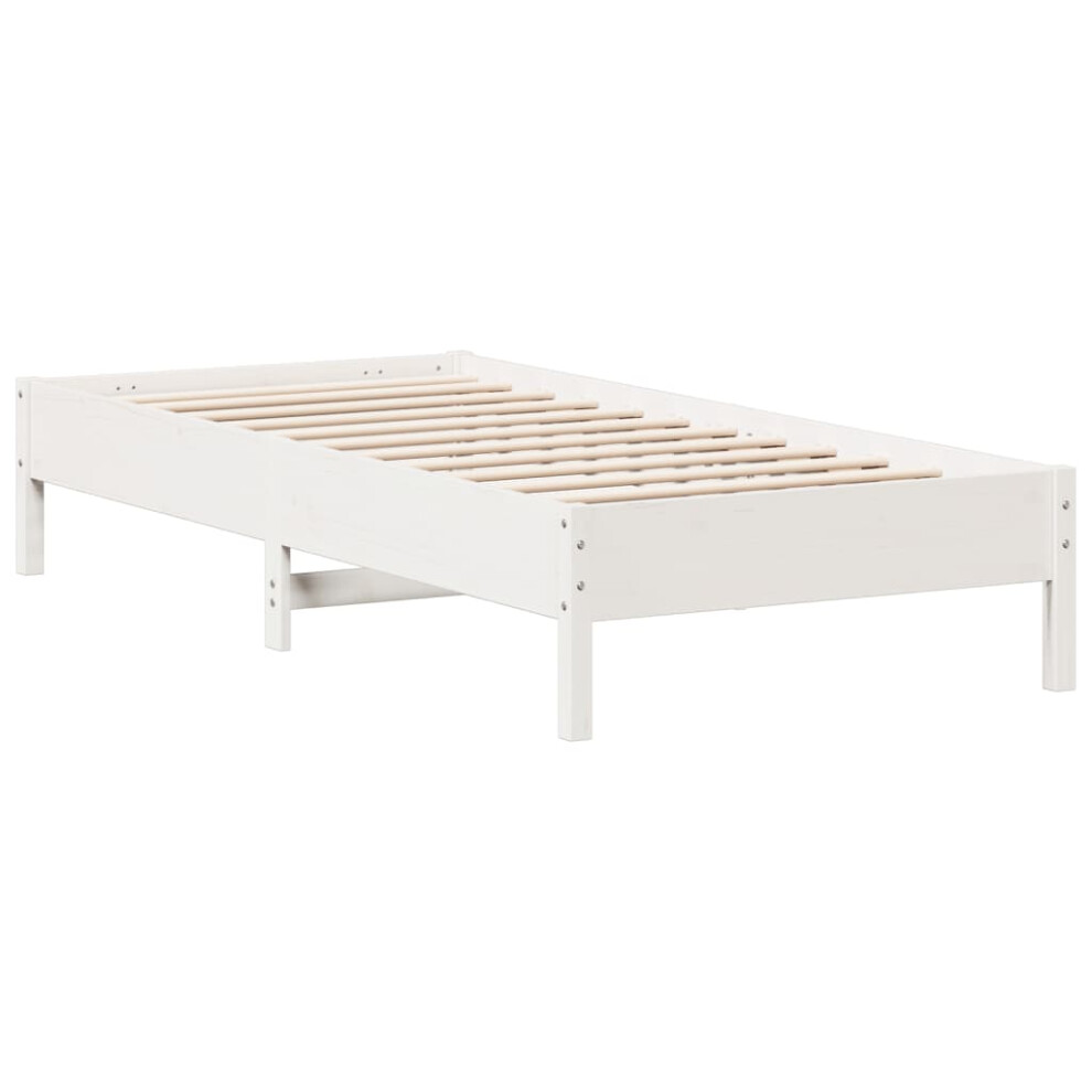 vidaXL Bed Frame Bed Base Mattress Foundation White 90x200 cm Solid Wood Pine