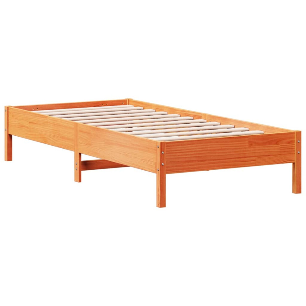 vidaXL Bed Frame Bedroom Bed Base Bedstead Wax Brown 90x200 cm Solid Wood Pine