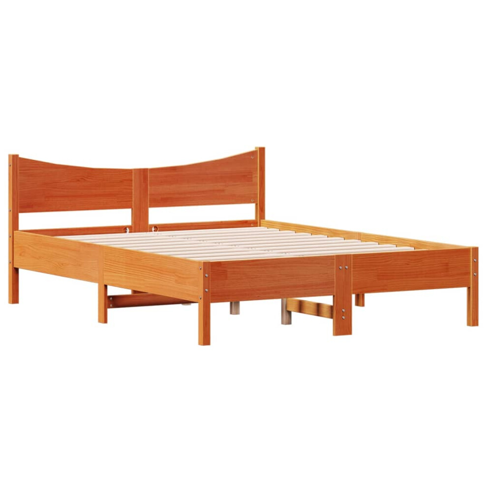 vidaXL Bed Frame Home Bed Base Bedstead Wax Brown 120x200 cm Solid Wood Pine