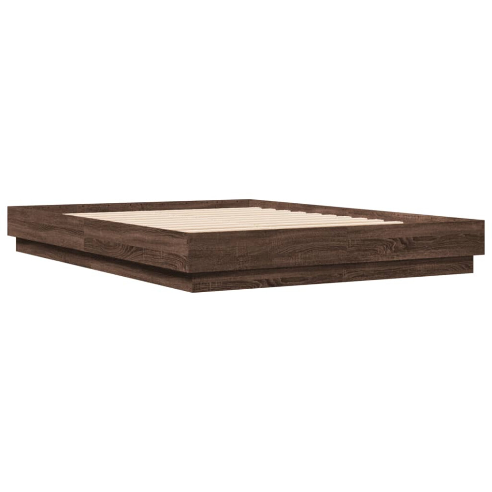 vidaXL Bed Frame Home Bed Base Brown Oak 150x200 cm King Size Engineered Wood