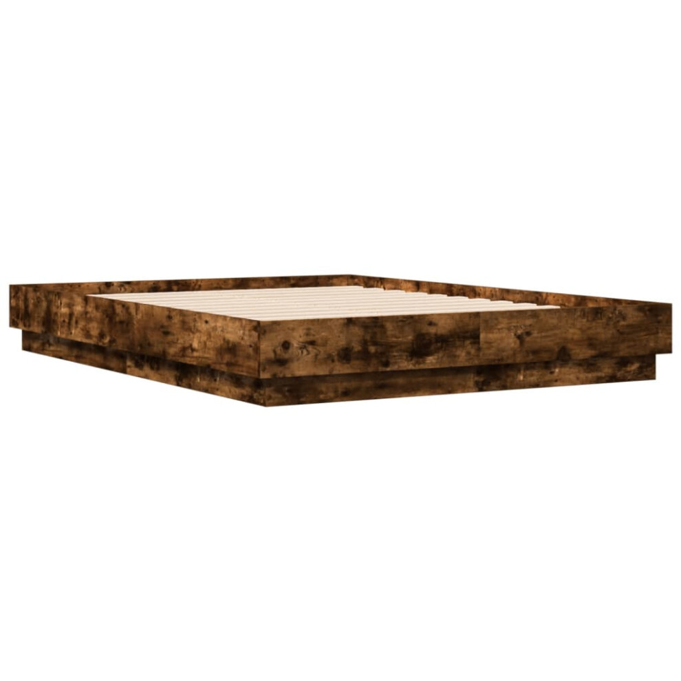 Vidaxl Bed Frame Home Bed Base Bedstead Smoked Oak 140X190 Cm Engineered Wood