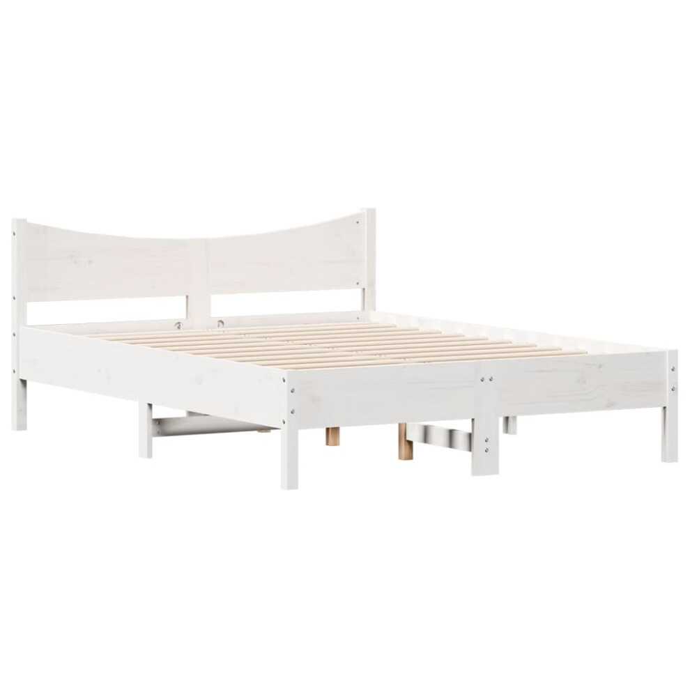 vidaXL Bed Frame Bedroom Bed Base Bedstead White 120x200 cm Solid Wood Pine