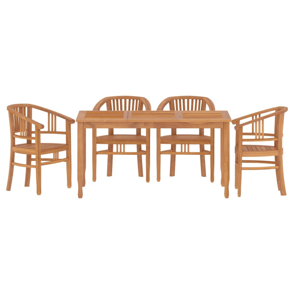 vidaXL Garden Dining Set Outdoor Dining Table and Chair 5 Piece Solid Wood Teak