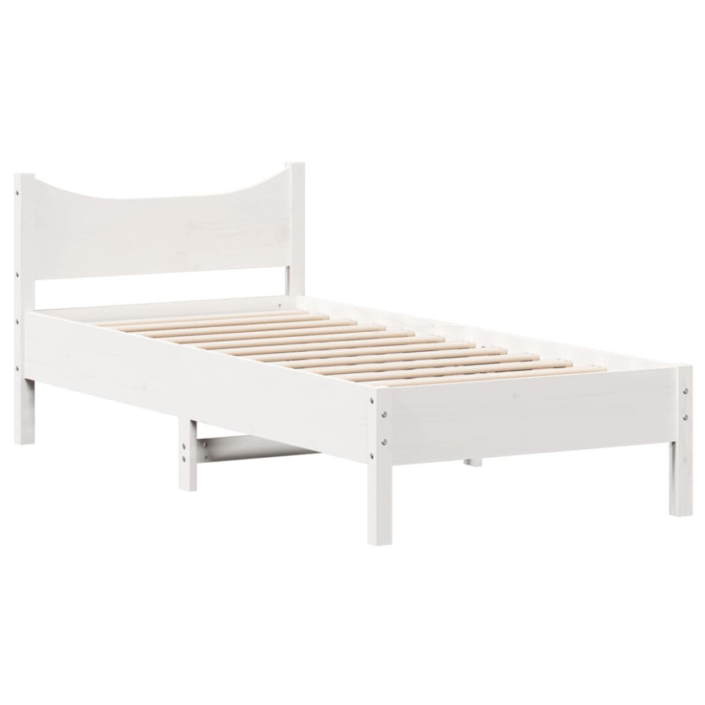 vidaXL Bed Frame Home Bed Base White 75x190 cm Small Single Solid Wood Pine