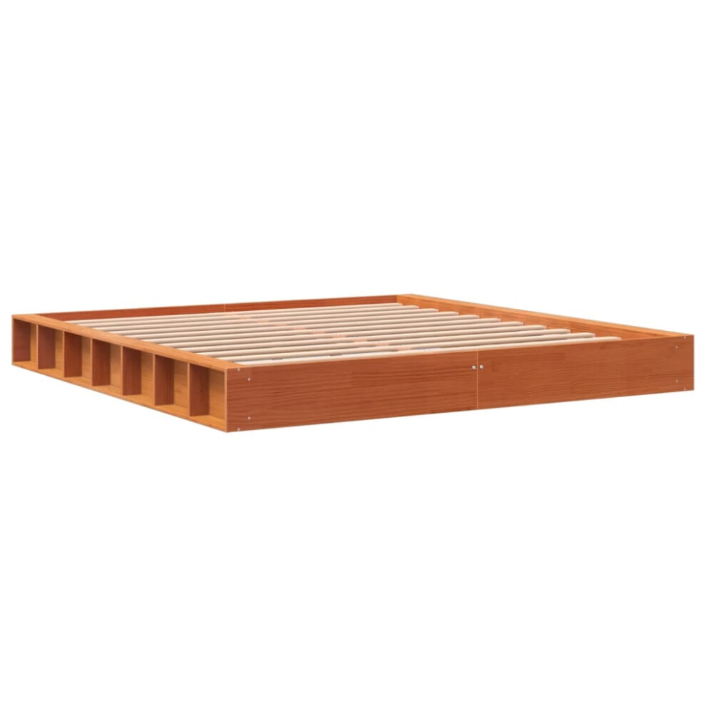 Vidaxl Bed Frame Home Bed Base Bedstead Wax Brown 200X200 Cm Solid Wood Pine