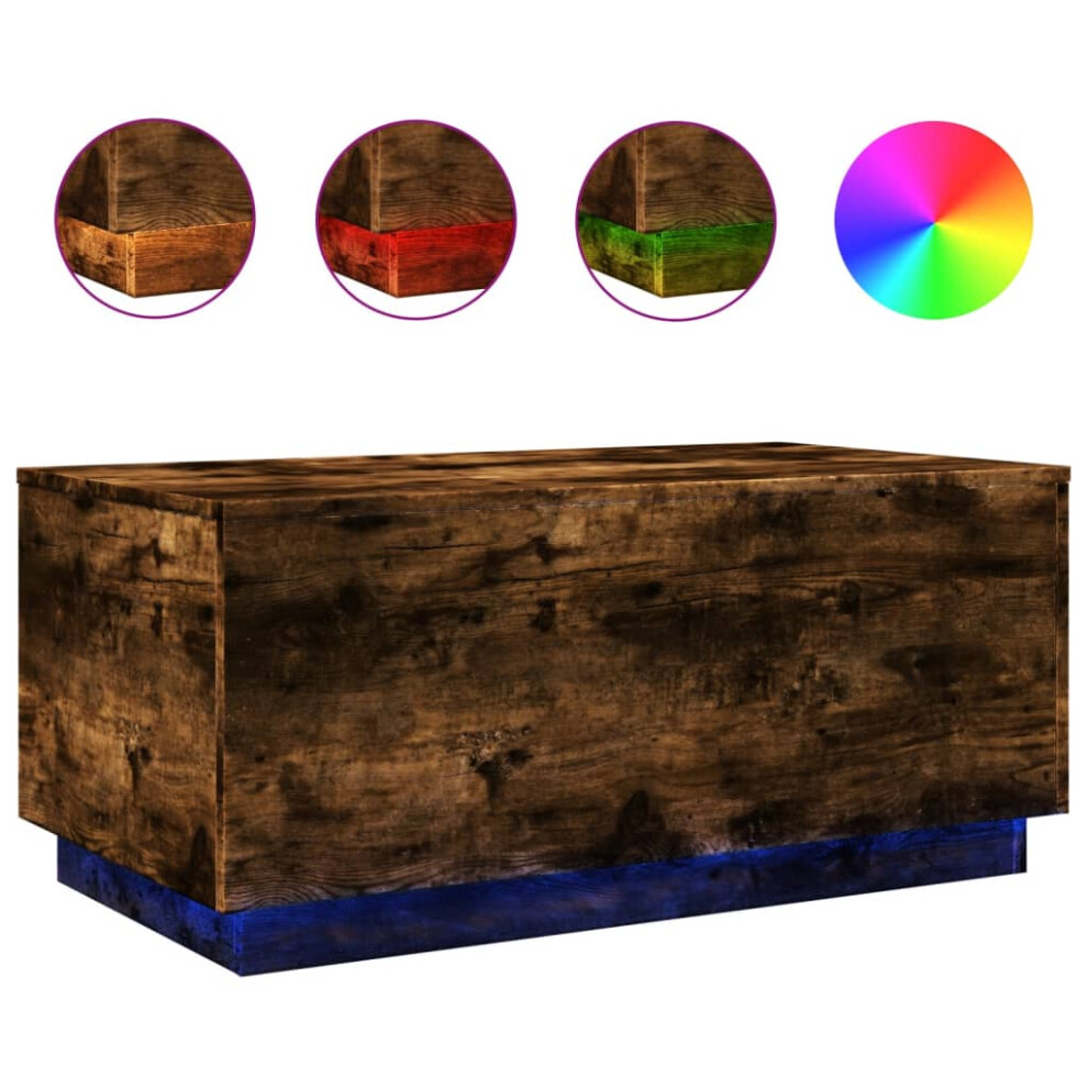 New Vidaxl Coffee Table With Led Lights End Table Side Tea Sofa Table Smoked Oak Brown