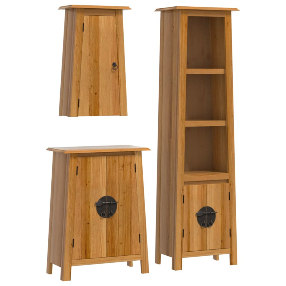 Vidaxl Bathroom Furniture Set 3 Piece Storage Sink Cabinet Solid Wood Pine