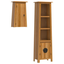 vidaXL Bathroom Furniture Set 2 Piece Storage Sink Cabinet Solid Wood Pine