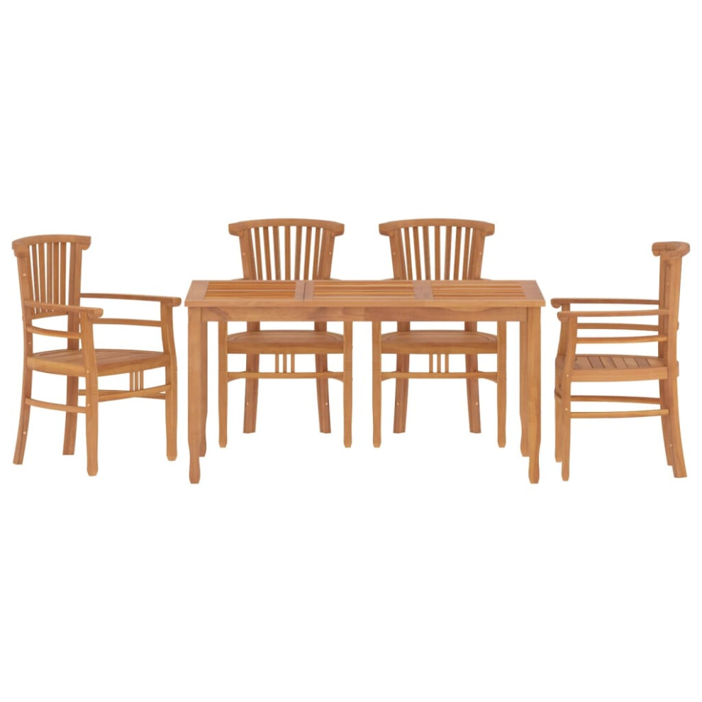 vidaXL Garden Dining Set Outdoor Dining Table and Chair 5 Piece Solid Wood Teak