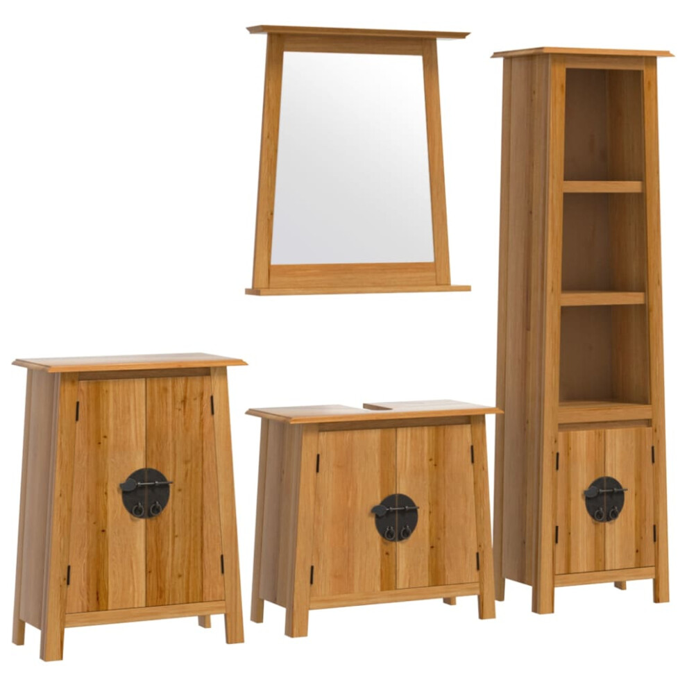 vidaXL Bathroom Furniture Set 4 Piece Storage Sink Cabinet Solid Wood Pine