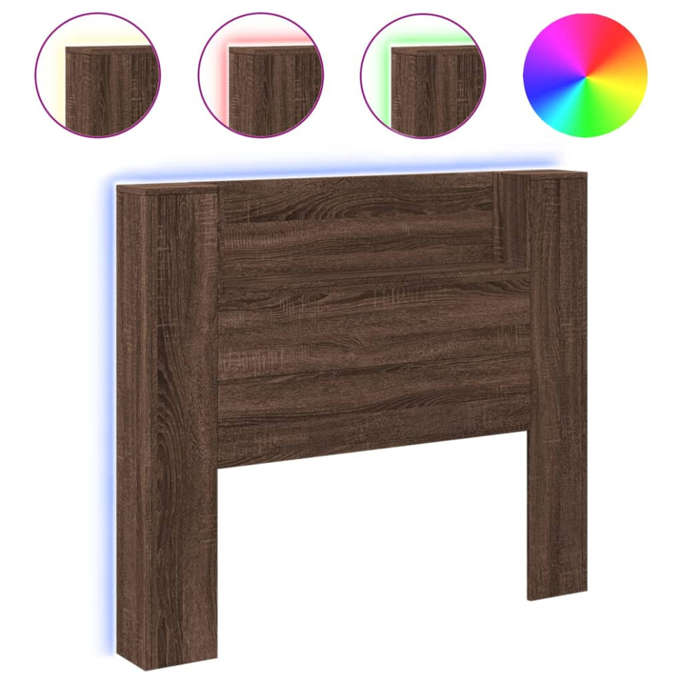 vidaXL Headboard Cabinet with LED Bed Headboard Brown Oak 120x16.5x103.5 cm