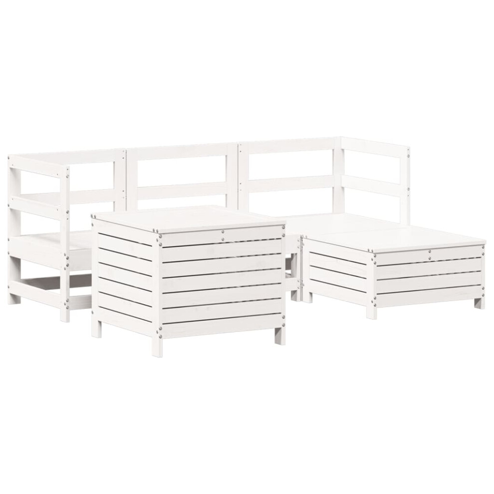 vidaXL Garden Sofa Set 5 Piece Outdoor Sofa Corner Sofa White Solid Wood Pine