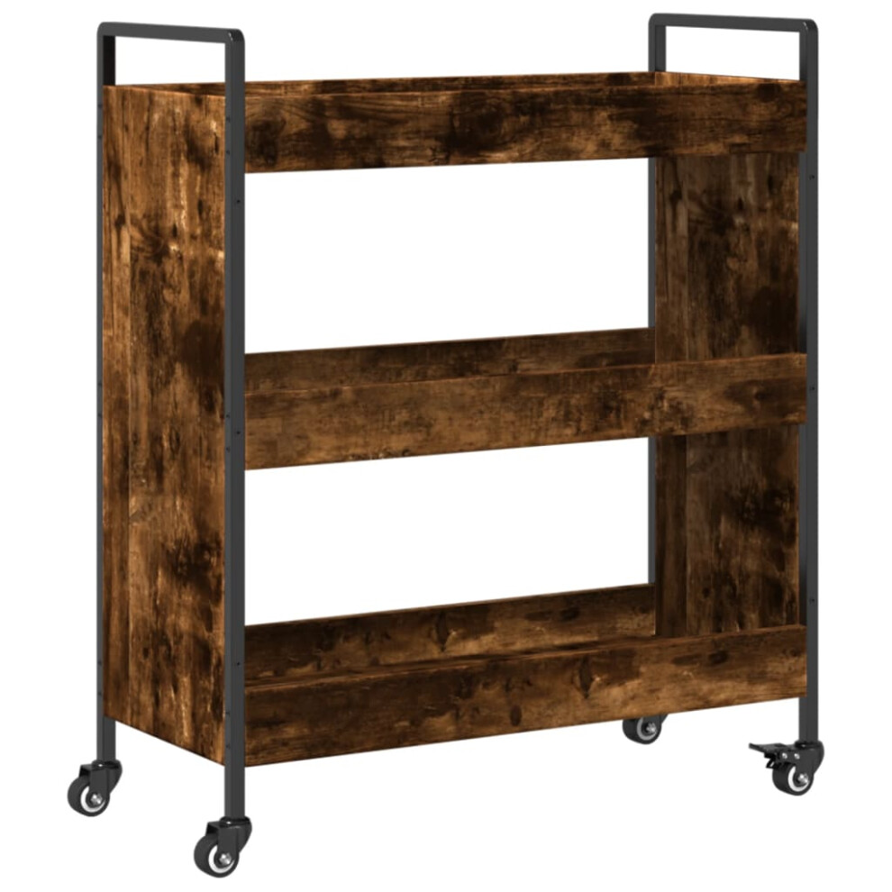 vidaXL Kitchen Trolley Rolling Cart Storage Cart Smoked Oak Engineered Wood