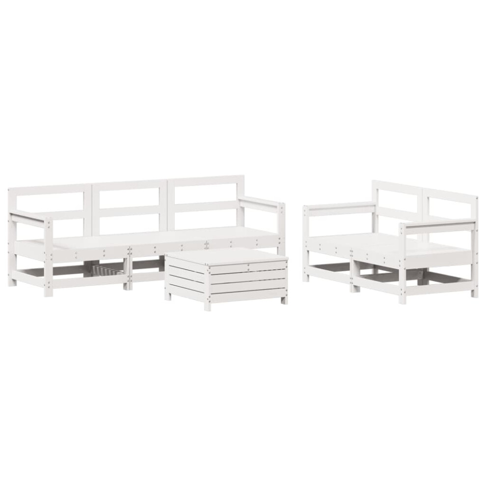 vidaXL Garden Sofa Set 6 Piece Outdoor Sofa Corner Sofa White Solid Wood Pine