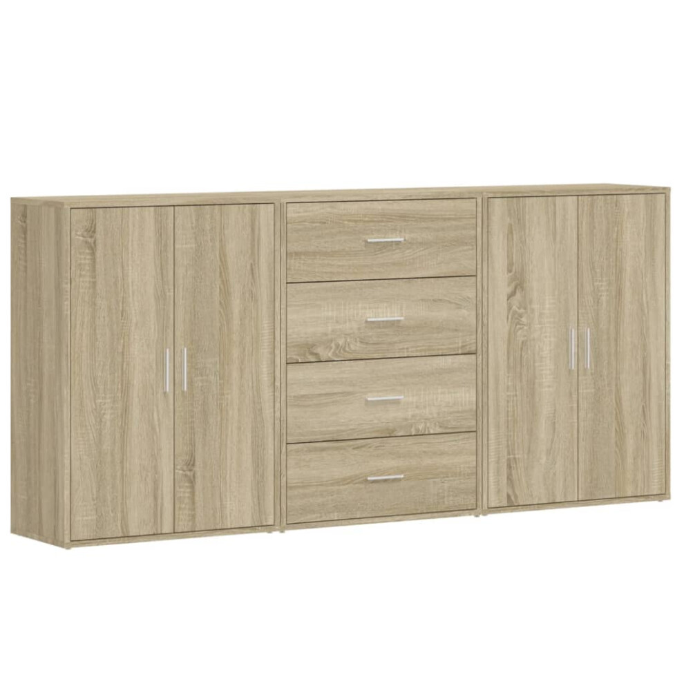 Vidaxl Sideboards Cupboard Cabinet Highboard 3 Pcs Sonoma Oak Engineered Wood