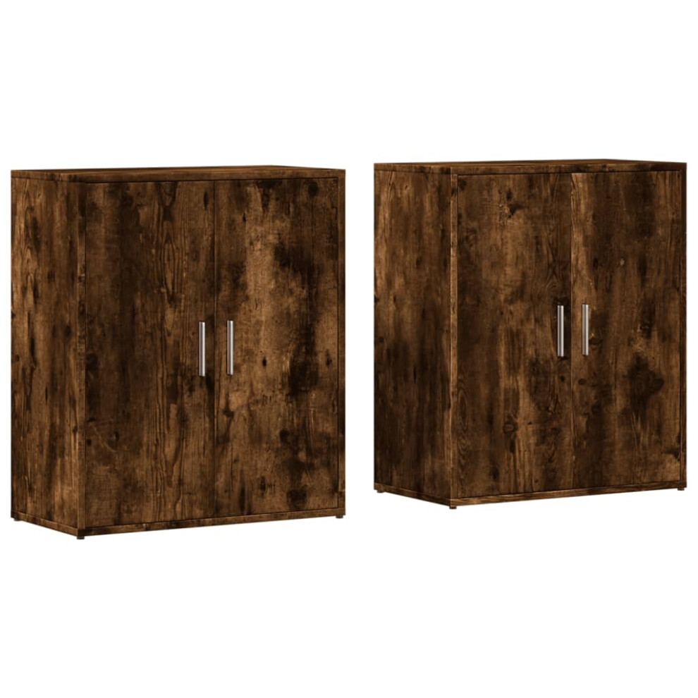 Vidaxl Sideboards Cupboard Cabinet Highboard 2 Pcs Smoked Oak Engineered Wood