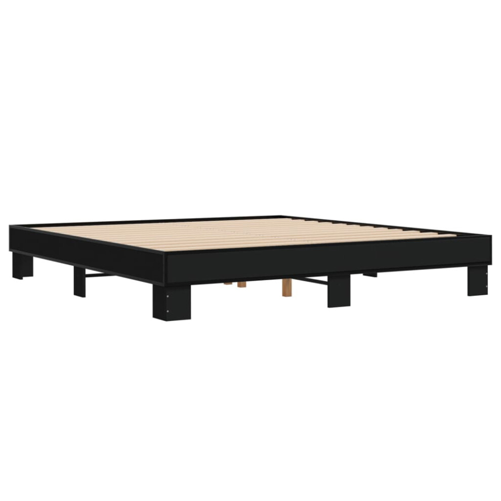 vidaXL Bed Frame Bed Base Bedstead Black 200x200 cm Engineered Wood and Metal