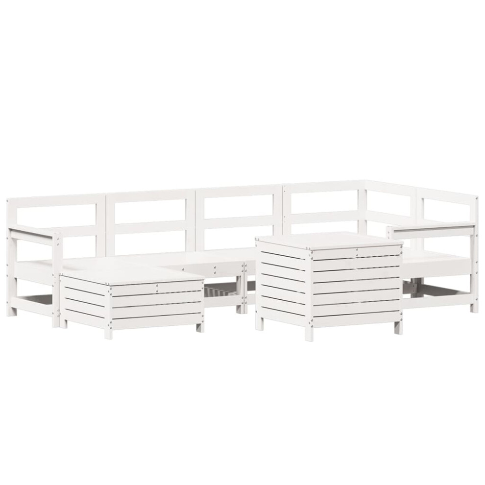 vidaXL Garden Sofa Set 7 Piece Outdoor Sofa Corner Sofa White Solid Wood Pine