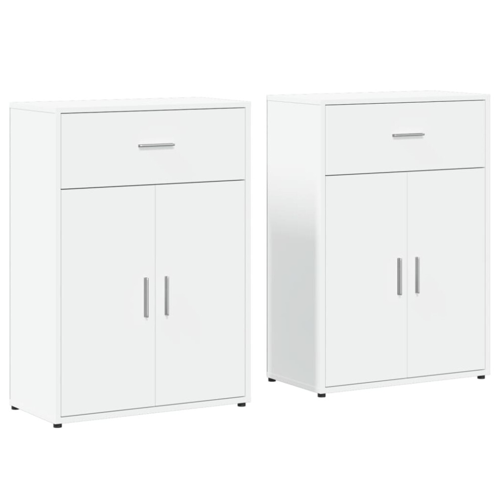 vidaXL Sideboards Cupboard Side Cabinet Highboard 2 pcs White Engineered Wood