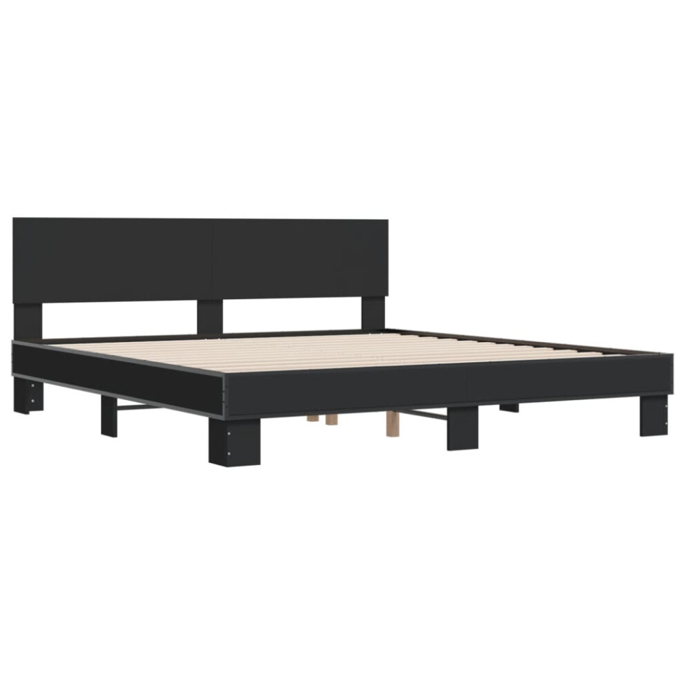 vidaXL Bed Frame Bed Base Bedstead Black 200x200 cm Engineered Wood and Metal