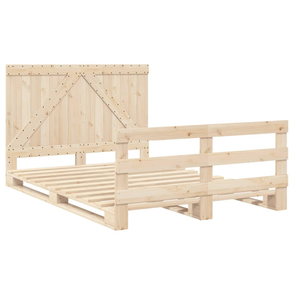 Vidaxl Bed Frame With Headboard Bed Base Bedstead 140X200 Cm Solid Wood Pine