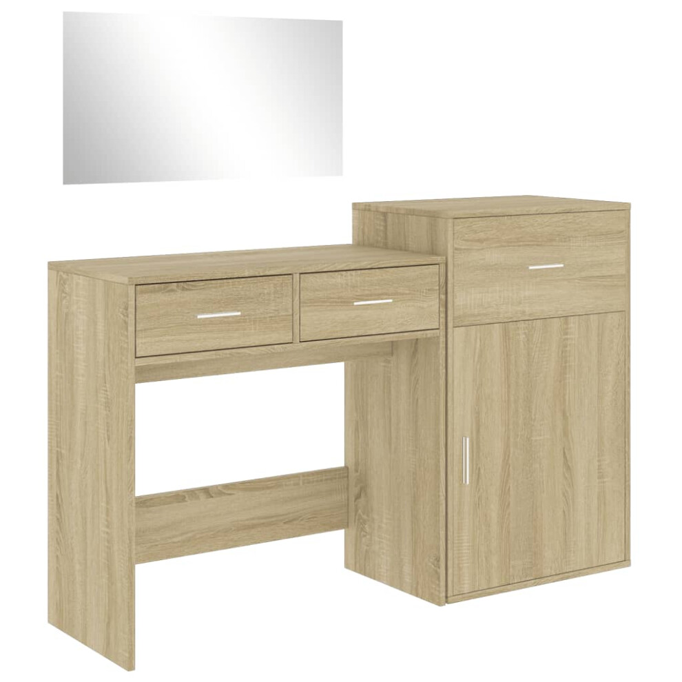 vidaXL Dressing Table Set 3 Piece Cosmetic Table Sonoma Oak Engineered Wood