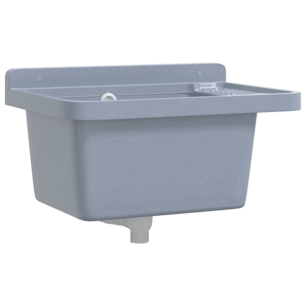 vidaXL Sink Washbasin for Wall Mounting Utility Laundry Wash Basin Grey Resin