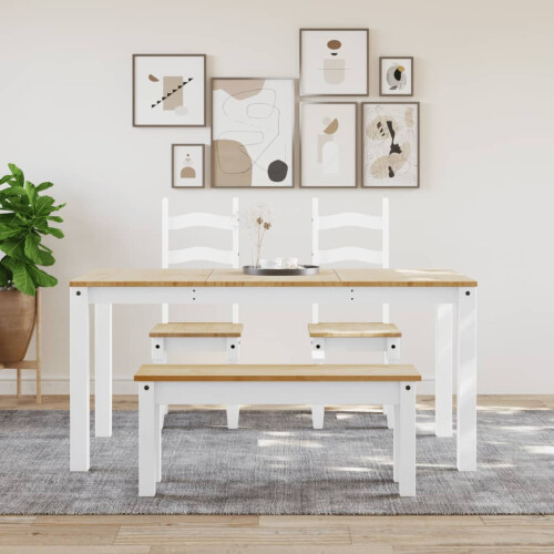 VidaXL vidaXL Dining Bench Hall Dining Room Seat Kitchen Bench White Solid Wood Pine 2