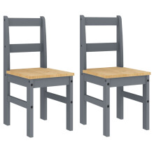 vidaXL Dining Chairs Dining Room Kitchen Chair 2 pcs Grey Solid Wood Pine