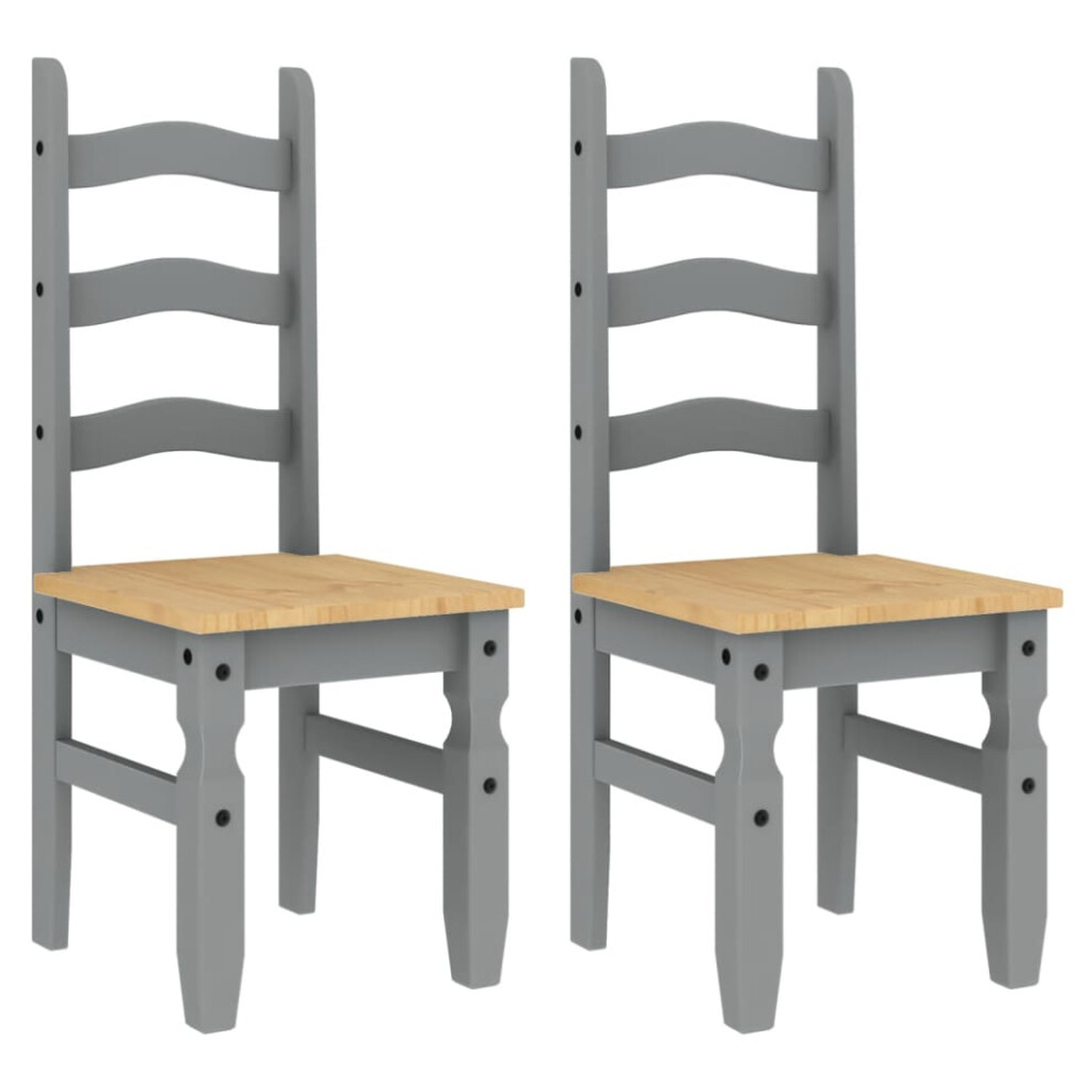 vidaXL Dining Chairs Dining Room Kitchen Chair 2 pcs Grey Solid Wood Pine