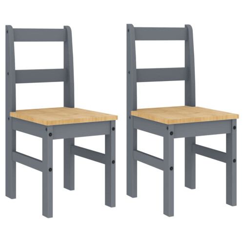 VidaXL vidaXL Dining Chairs Dining Room Kitchen Chair 2 pcs Grey Solid Wood Pine 1