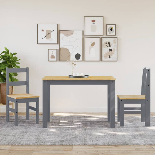 VidaXL vidaXL Dining Chairs Dining Room Kitchen Chair 2 pcs Grey Solid Wood Pine 2