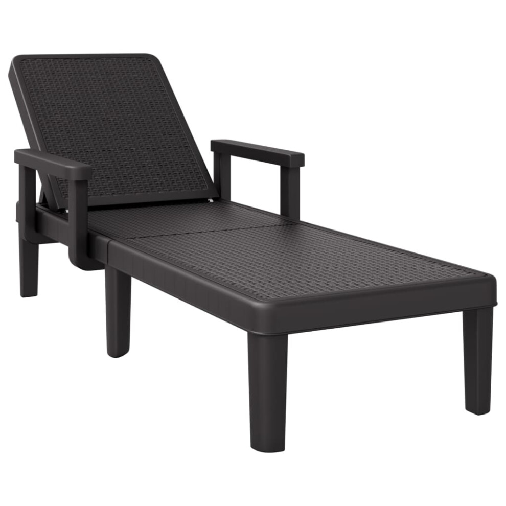 vidaXL Sun Lounger Outdoor Lounge Bed Sun Bed Day Bed Black Polypropylene