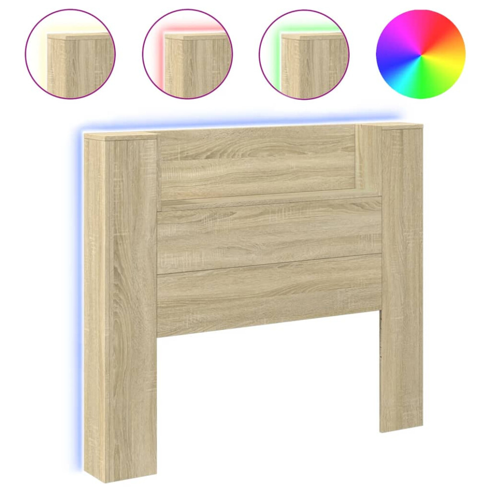 vidaXL Headboard Cabinet with LED Bed Headboard Sonoma Oak 120x16.5x103.5 cm