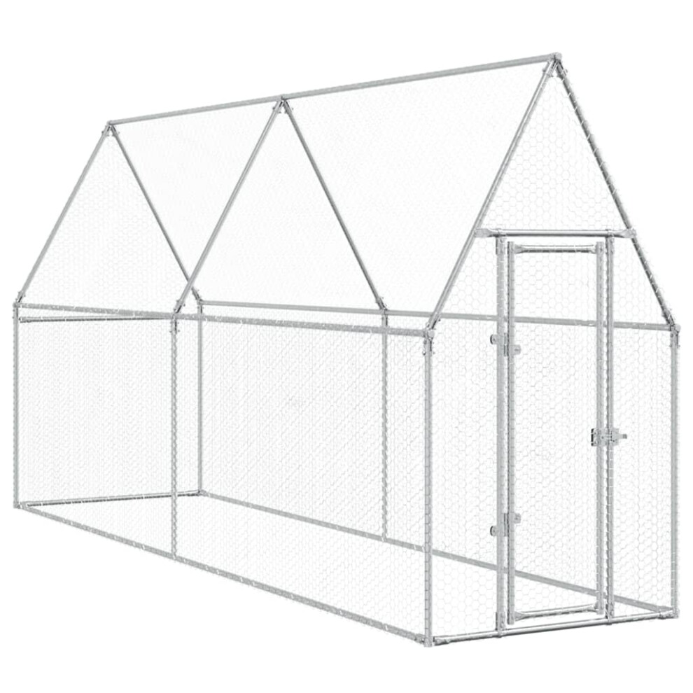 vidaXL Chicken Cage Farm Chicken Coop Chicken Run Cage Silver Galvanised Steel