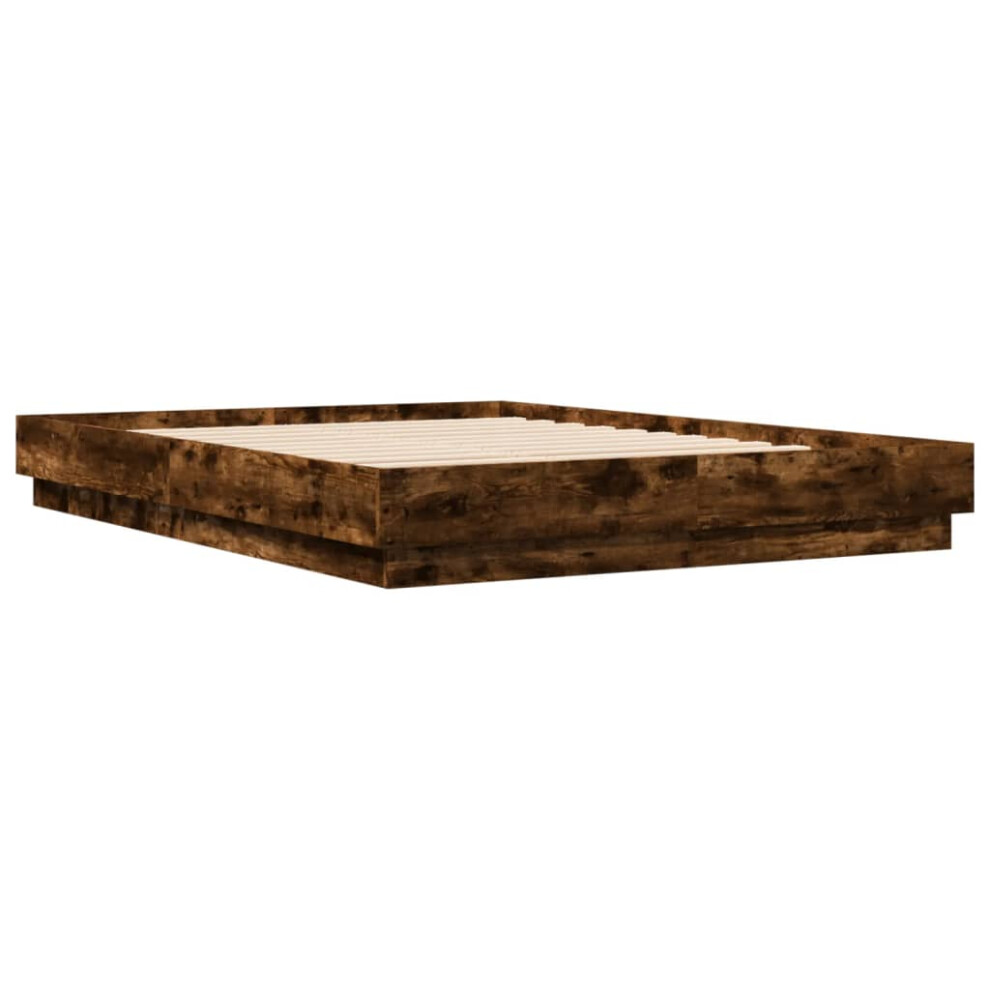 Vidaxl Bed Frame Home Bed Base Bedstead Smoked Oak 120X200 Cm Engineered Wood