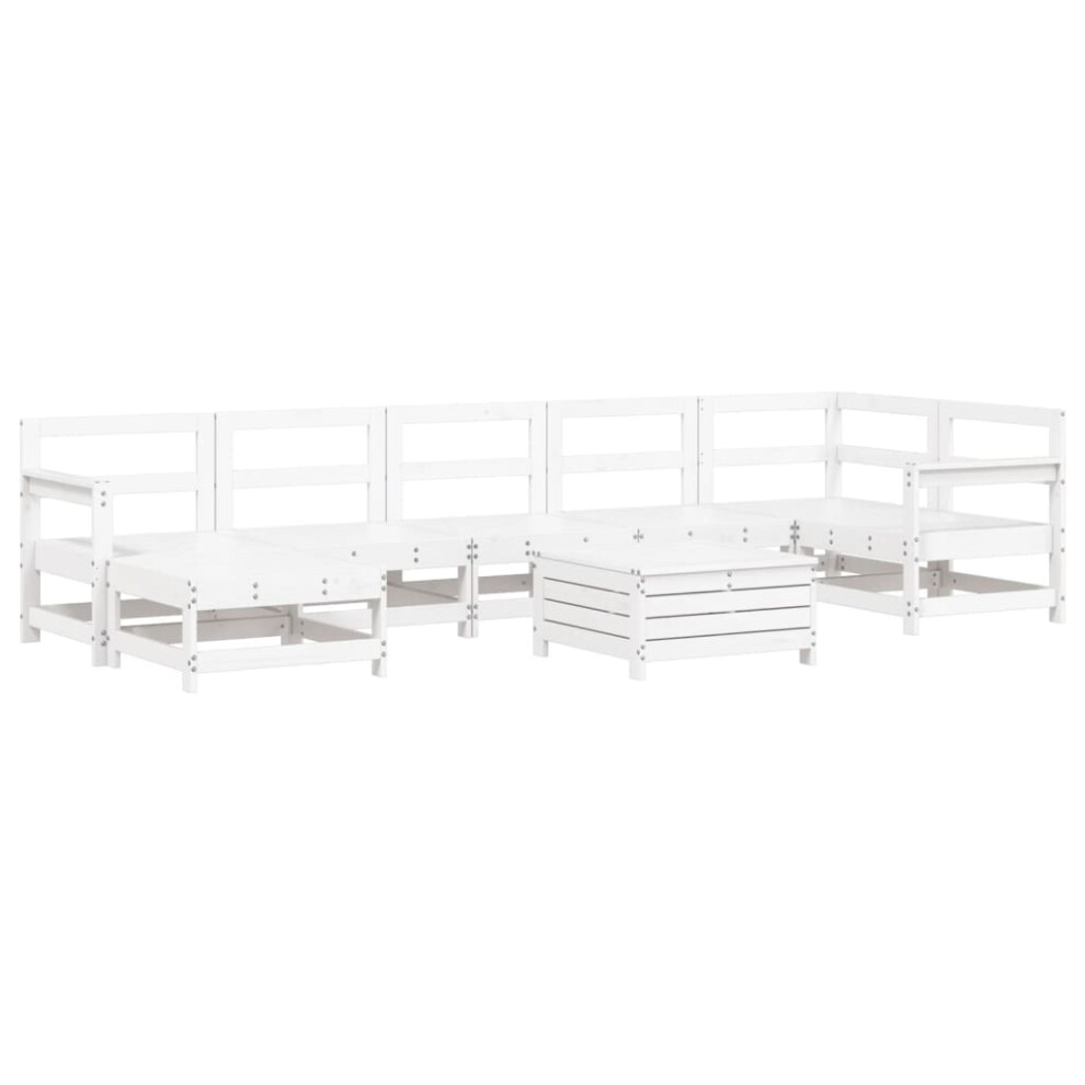 vidaXL Garden Sofa Set 8 Piece Outdoor Sofa Corner Sofa White Solid Wood Pine