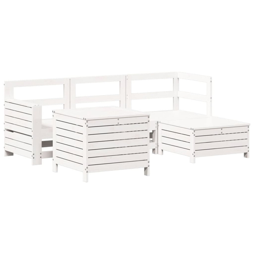 vidaXL Garden Sofa Set 5 Piece Outdoor Sofa Corner Sofa White Solid Wood Pine