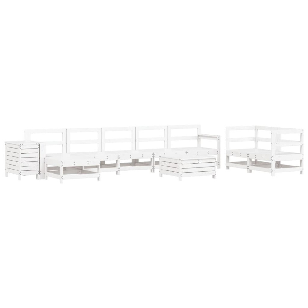 vidaXL Garden Sofa Set 10 Piece Outdoor Sofa Corner Sofa White Solid Wood Pine