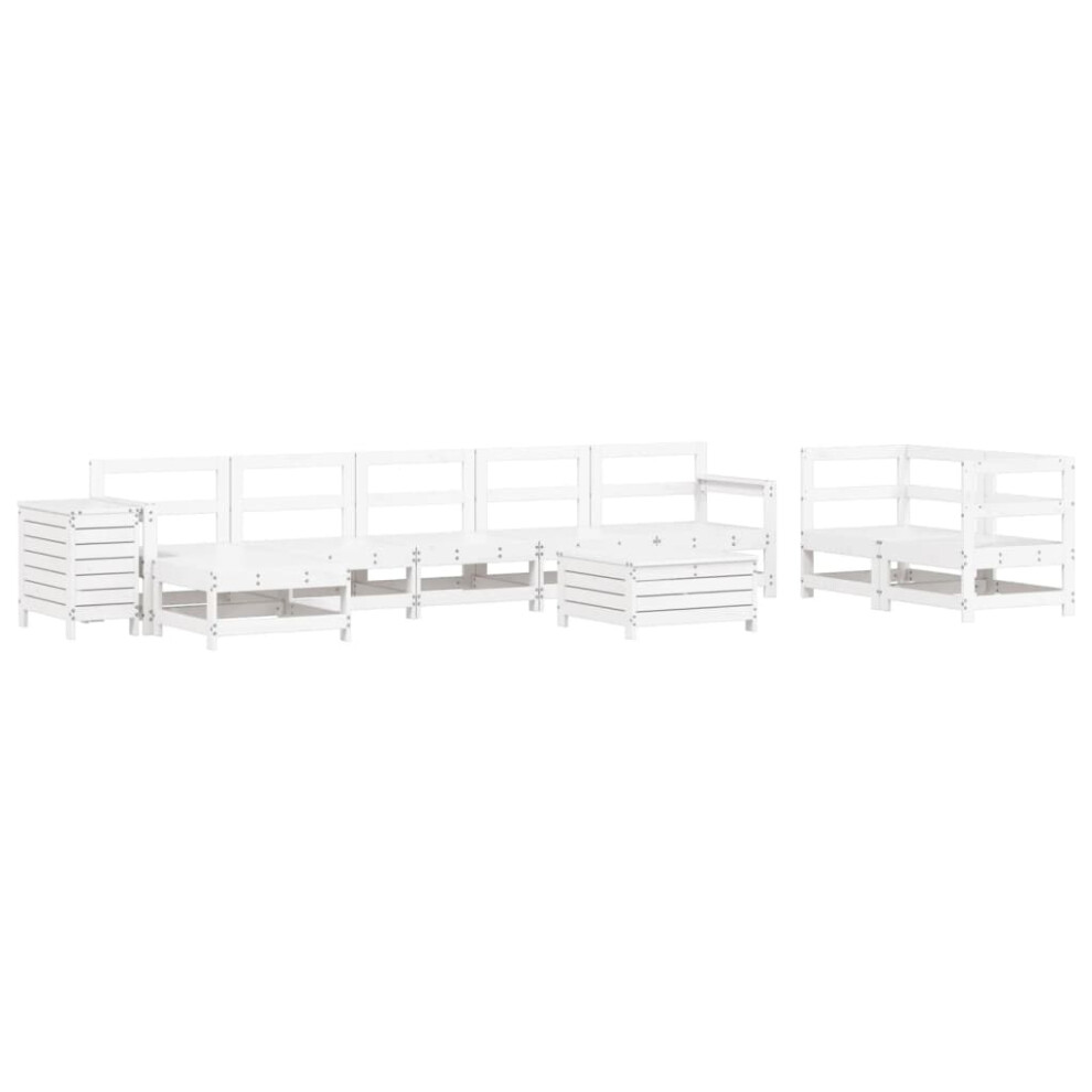 vidaXL Garden Sofa Set 10 Piece Outdoor Sofa Corner Sofa White Solid Wood Pine