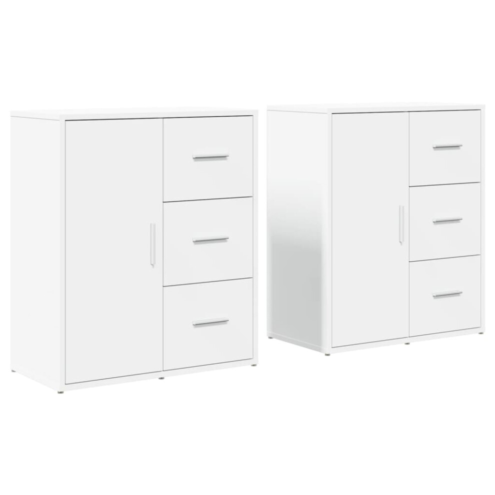 vidaXL Sideboards Cupboard Side Cabinet Highboard 2 pcs White Engineered Wood