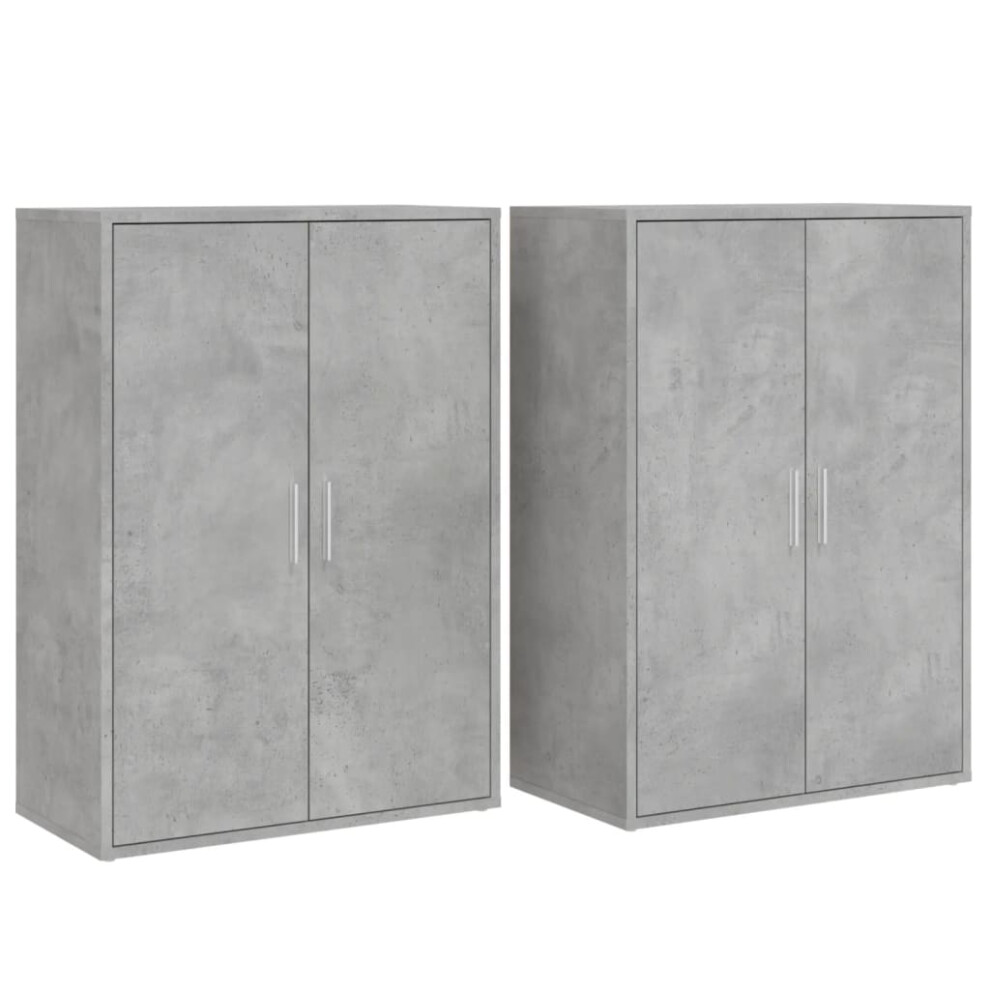 vidaXL Sideboards Cupboard Storage Cabinet 2 pcs Concrete Grey Engineered Wood