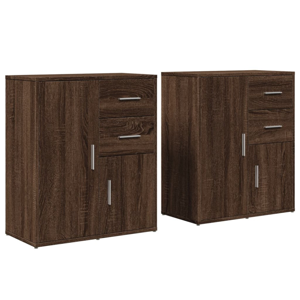 vidaXL Sideboards Cupboard Cabinet Highboard 2 pcs Brown Oak Engineered Wood