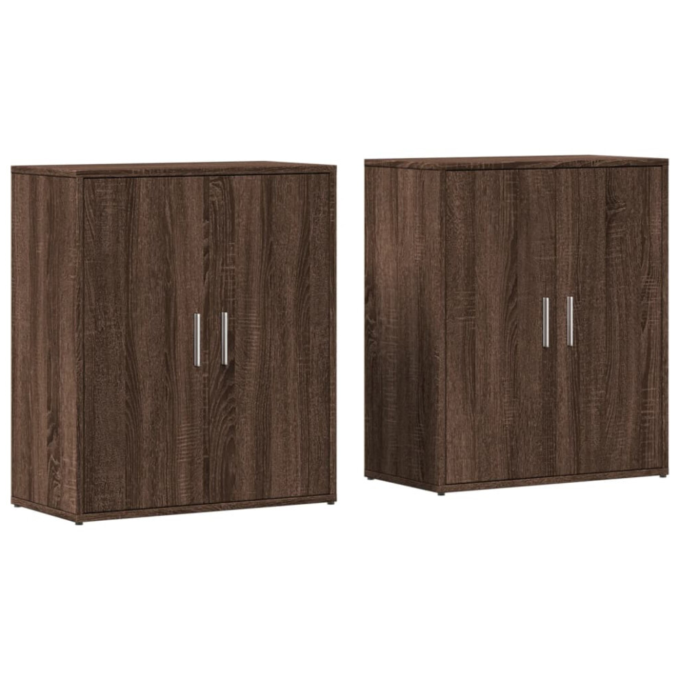 vidaXL Sideboards Cupboard Cabinet Highboard 2 pcs Brown Oak Engineered Wood