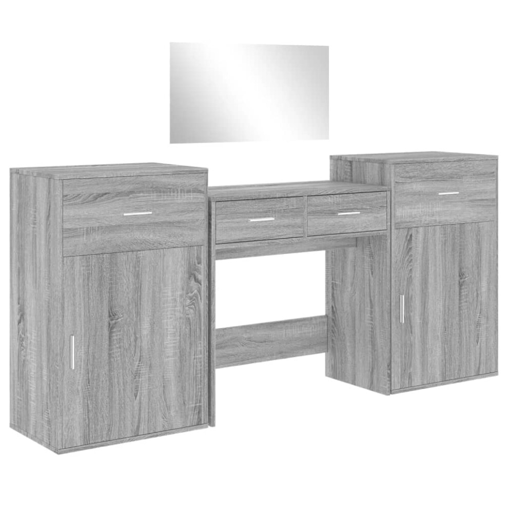 vidaXL Dressing Table Set 4 Piece Cosmetic Table Grey Sonoma Engineered Wood