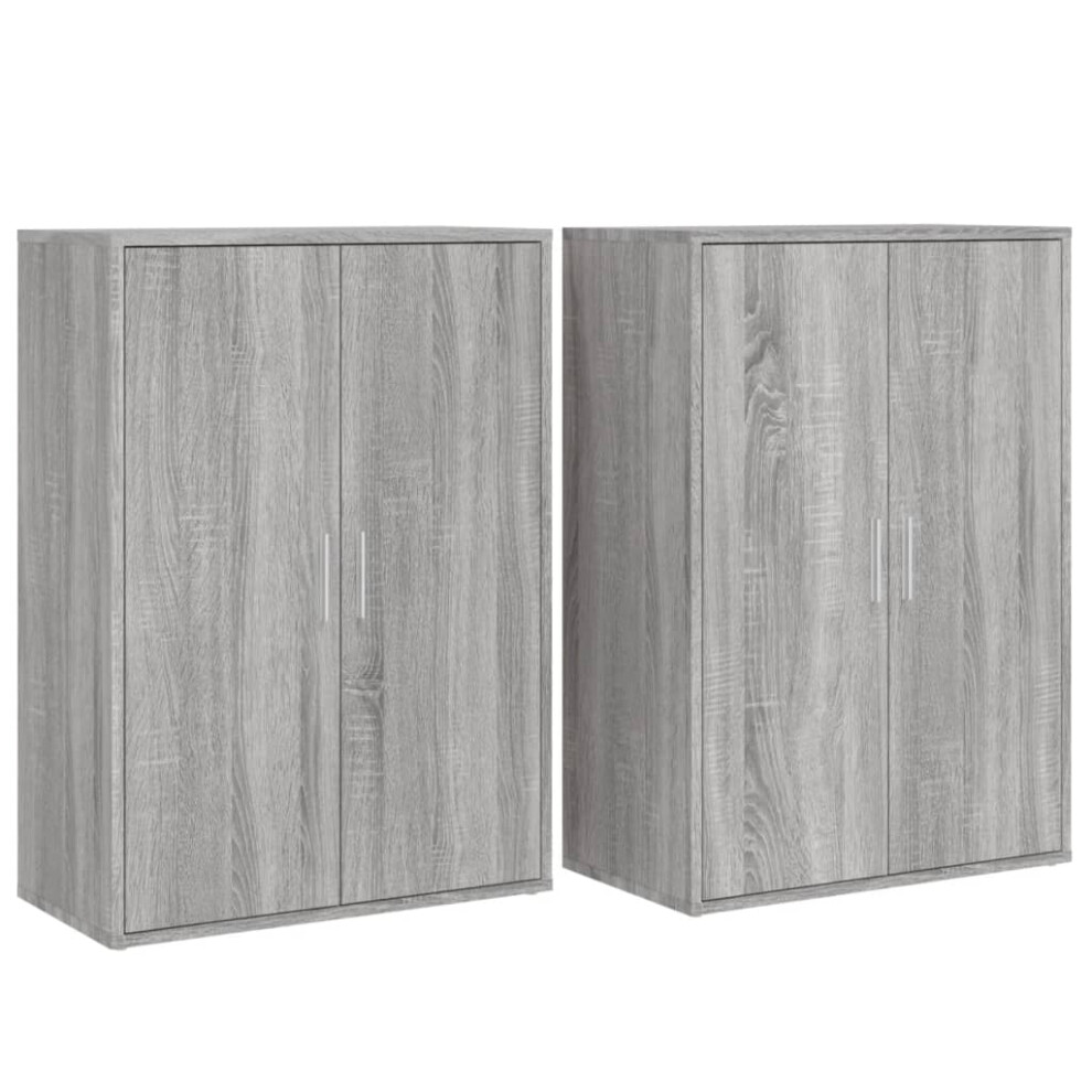 vidaXL Sideboards Cupboard Cabinet Highboard 2 pcs Grey Sonoma Engineered Wood