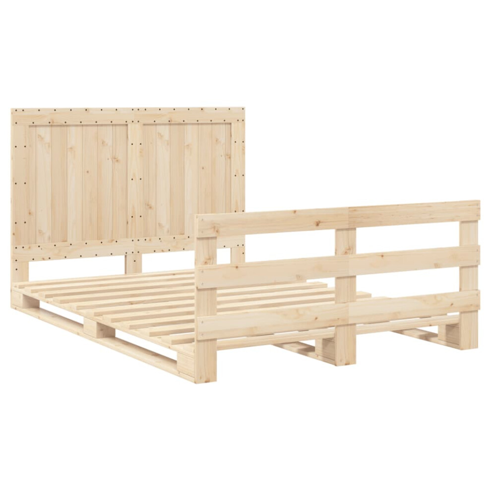 vidaXL Bed Frame with Headboard Bed Base Bedstead 140x200 cm Solid Wood Pine