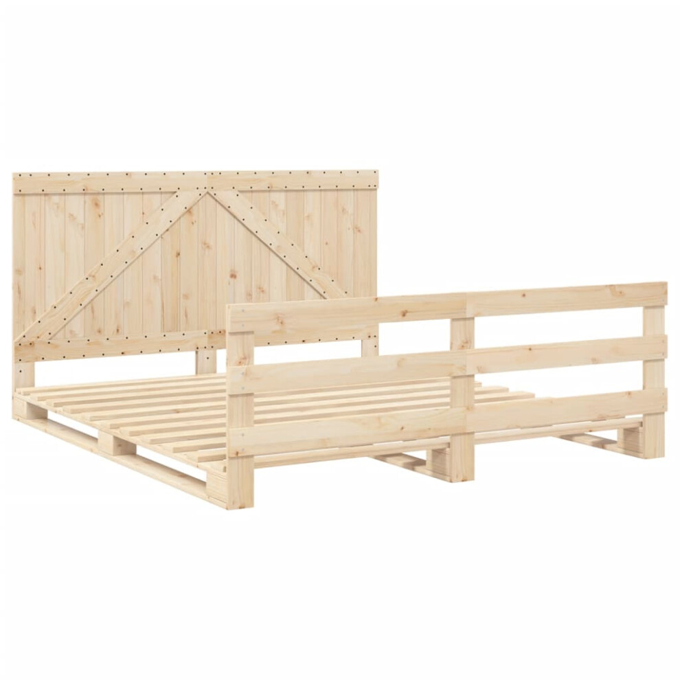 vidaXL Bed Frame with Headboard Bed Base Bedstead 200x200 cm Solid Wood Pine