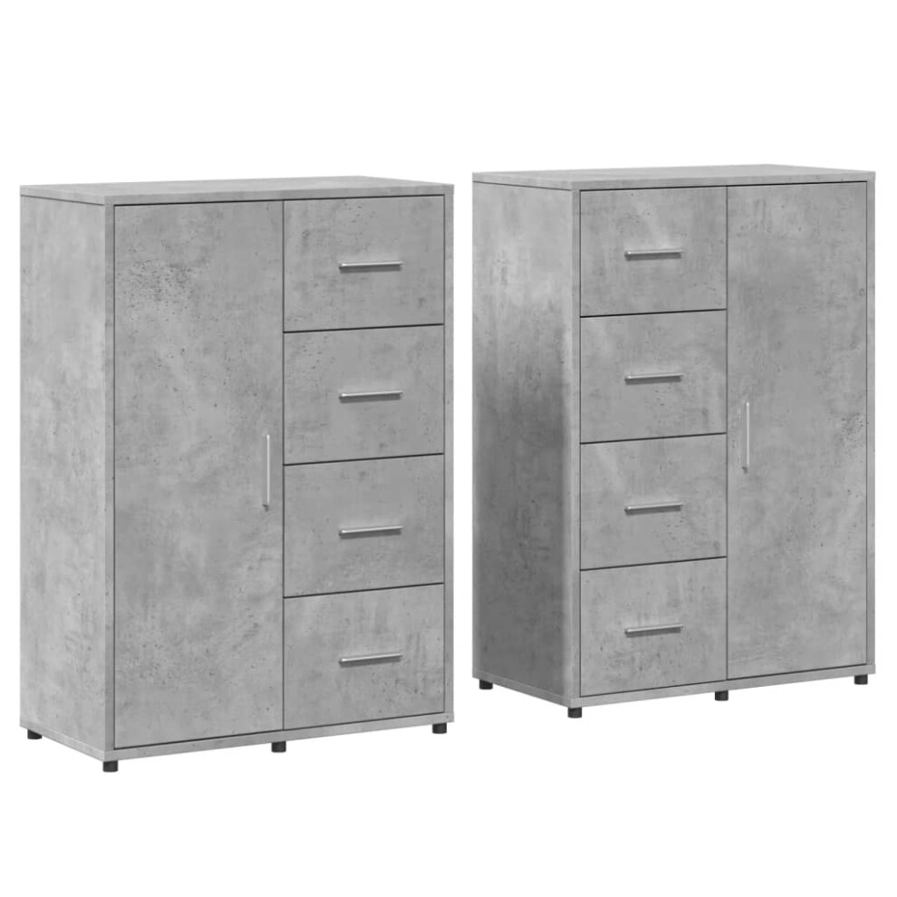 Vidaxl Sideboards Storage Cupboard Cabinet 2 Pcs Concrete Grey Engineered Wood